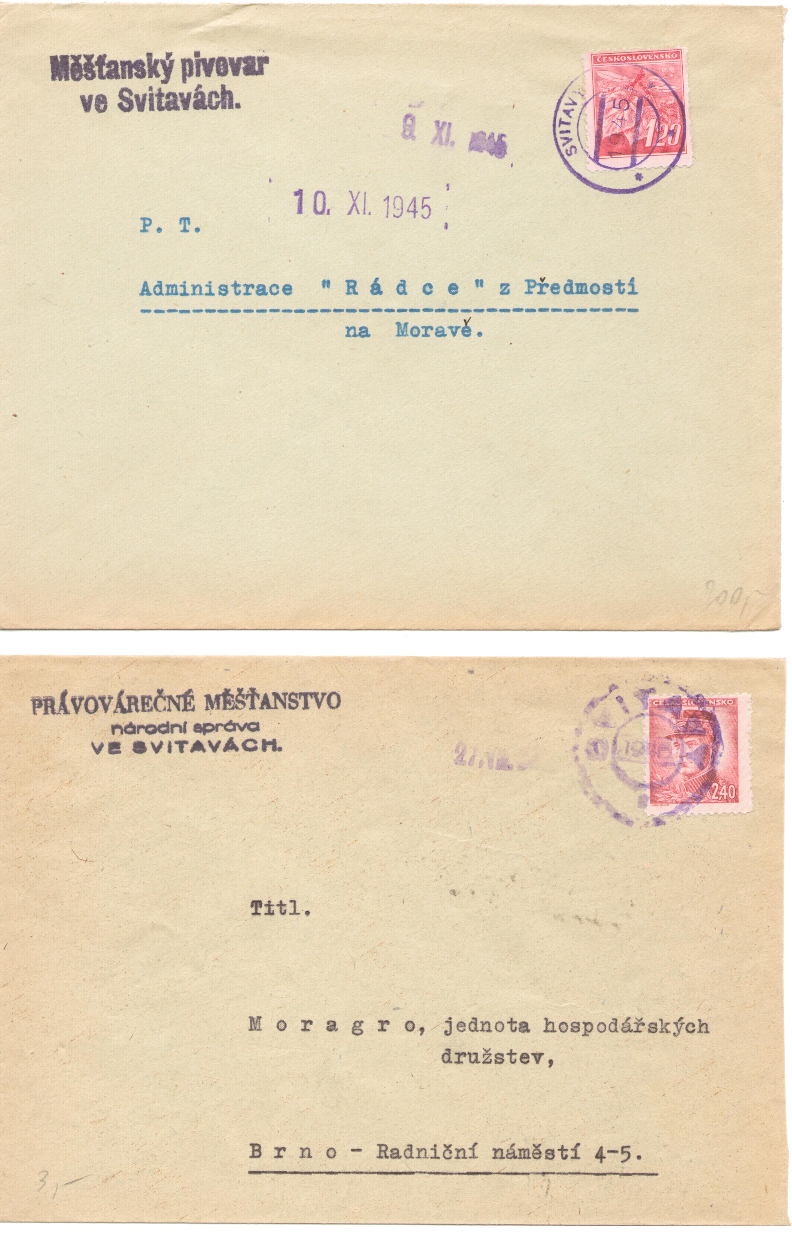 Svitavy-archiválie  1945 korespondence
